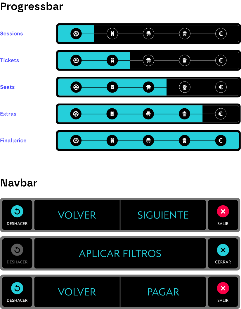 UI assets for a digital cinema kiosk
