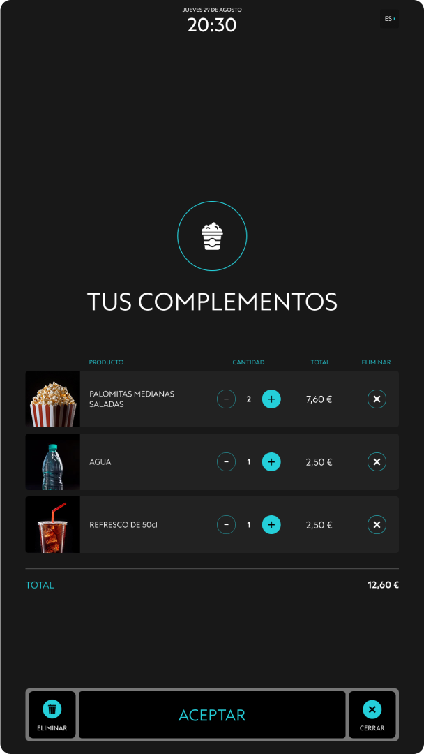 UI design for a cinema digital kiosk