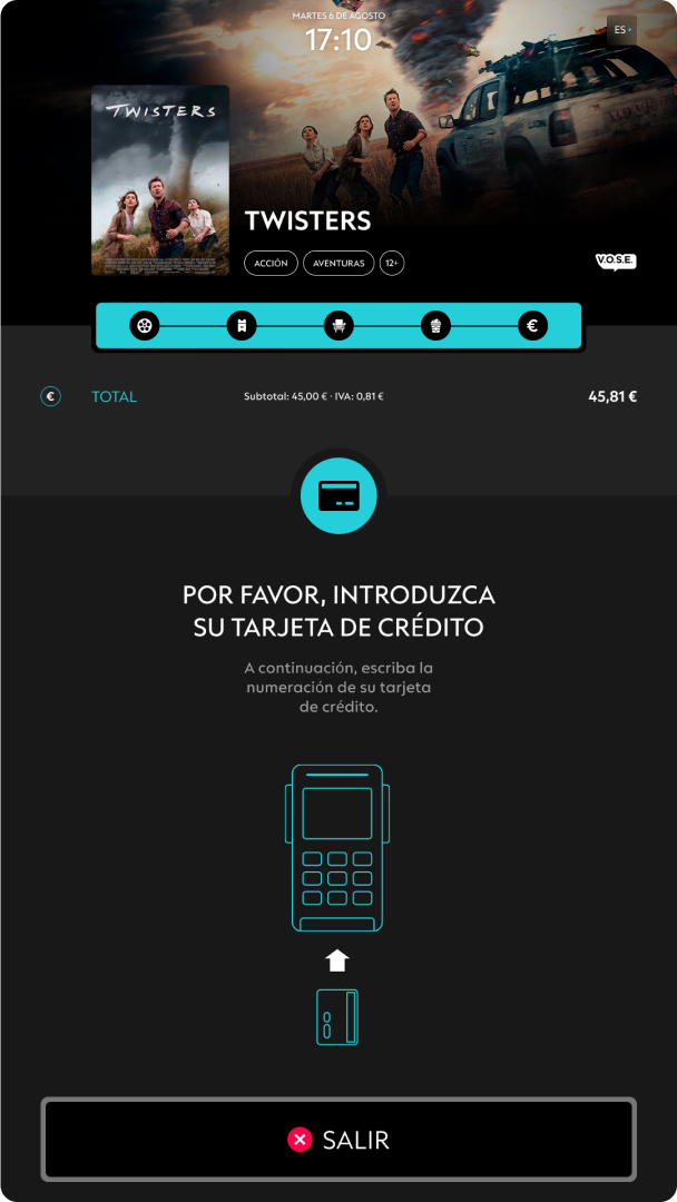 UI design for a cinema digital kiosk