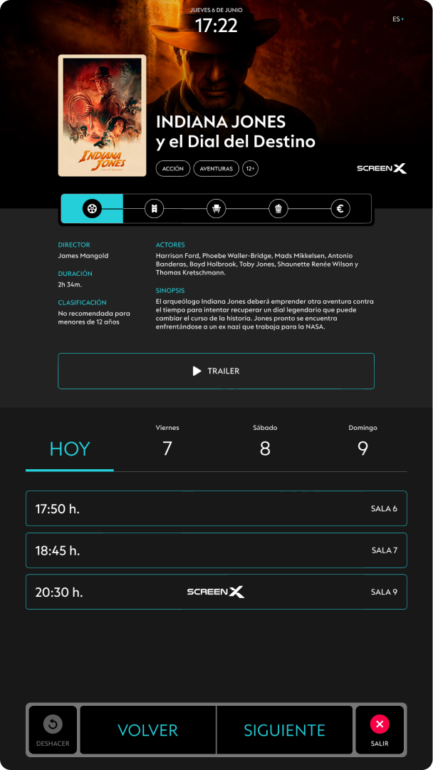 UI design for a cinema digital kiosk