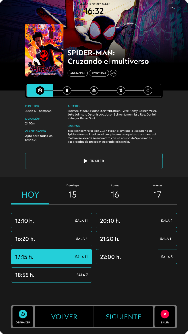 UI design for a cinema digital kiosk