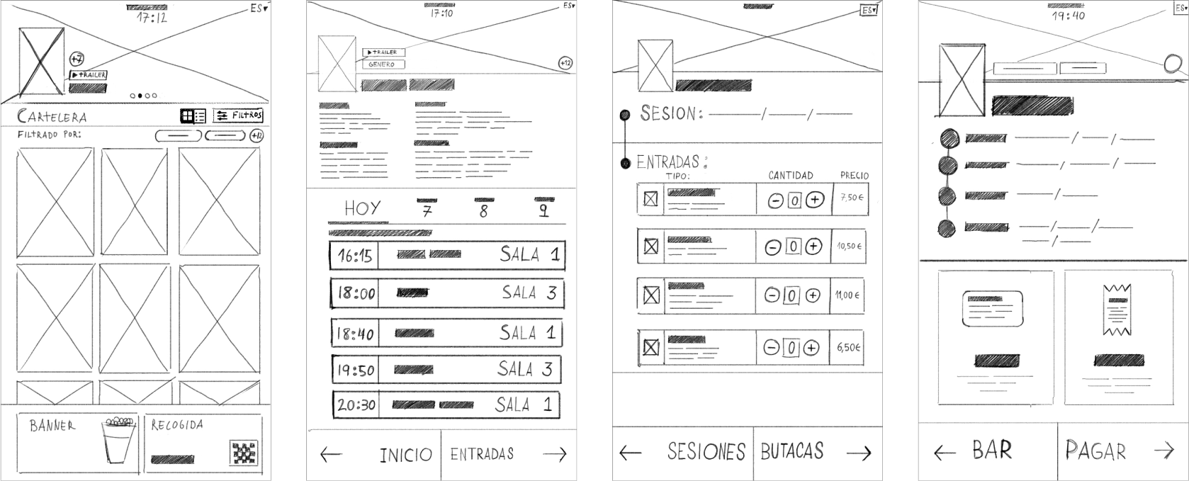 Wireframes for a digital cinema kiosk